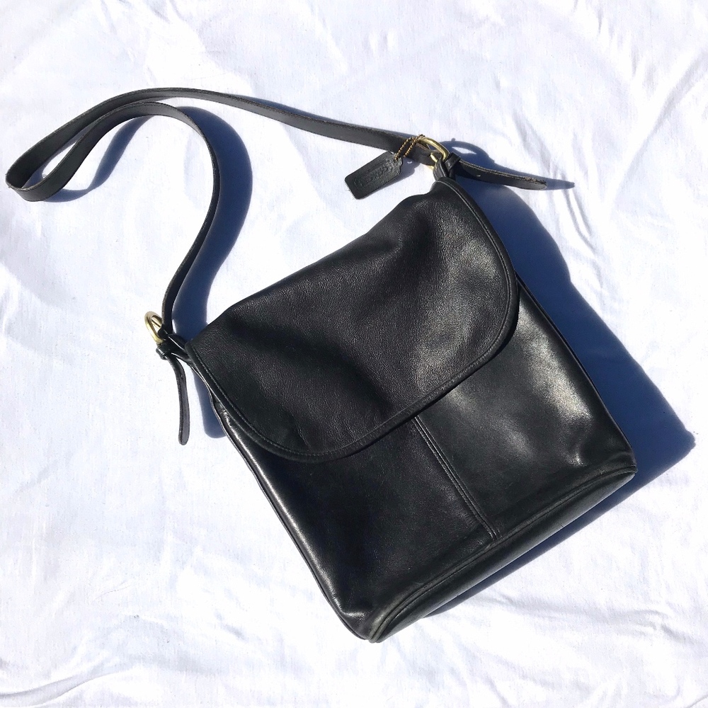 HUGE Vintage Coach Black Leather "Whitney" Bag
